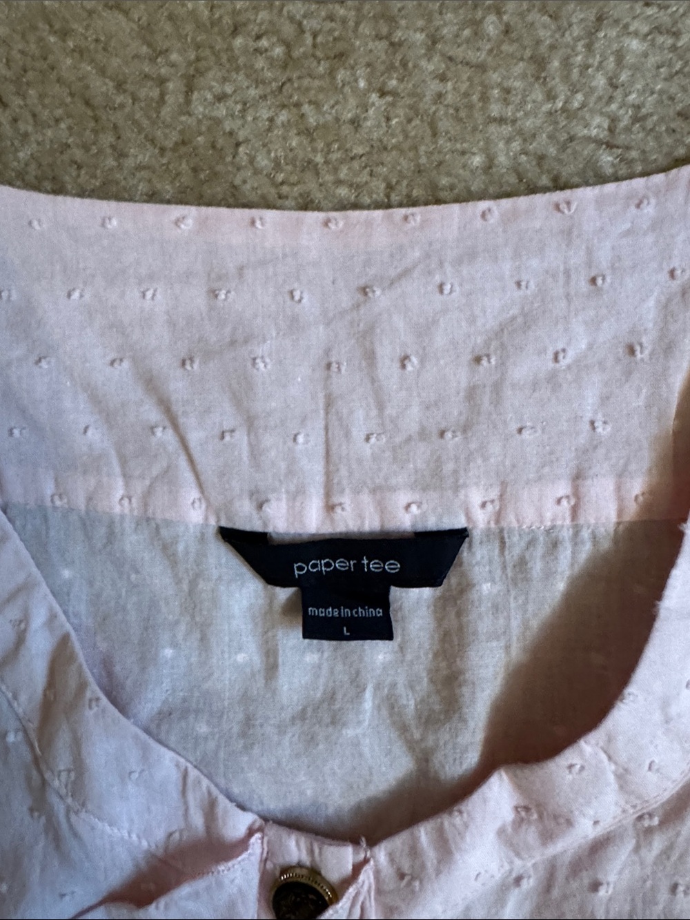 Light Pink Ruffled Button-Front Top - Size Large - Picture 6 of 10